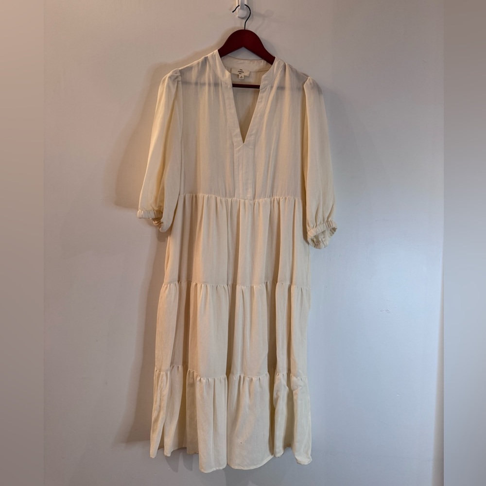 Entro Cream Midi Dress Western Chic Medium Lightweight